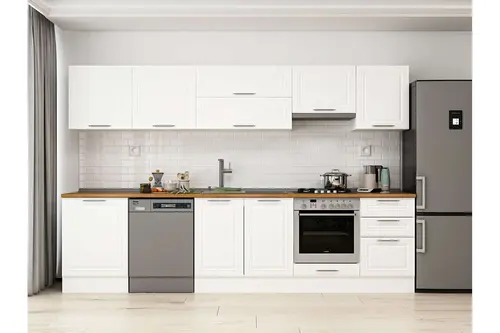 Alvinka 320X210 Cm Klasik Mebran Mutfak Dolabı, M E90S60S50 1 Mebran Beyaz Suntalam