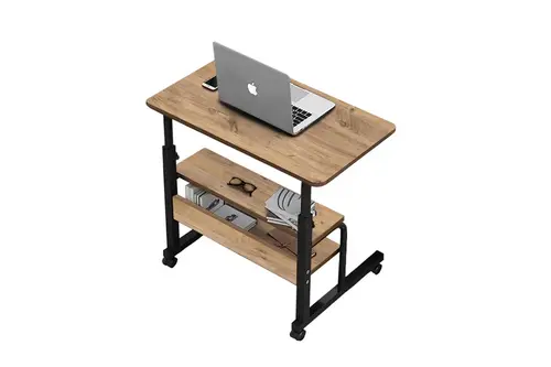 Yükseklik Ayarlı Ve Çift Raflı Laptop Sehpası, Çam, 70X40
