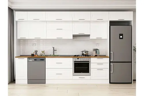 Alvinka 390X240 Cm Klasik Mebran Mutfak Dolabı, Mb E90S40S60 1 Mebran Beyaz Suntalam