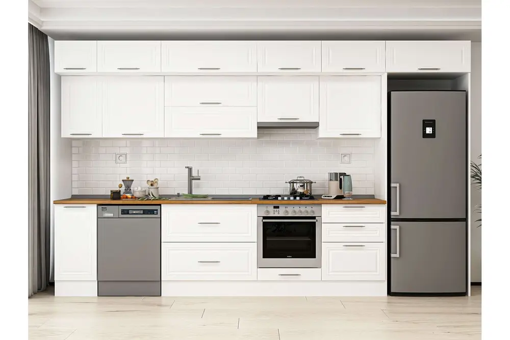 Alvinka 390X240 Cm Klasik Mebran Mutfak Dolabı, Mb E90S40S60 1 Mebran Beyaz Suntalam