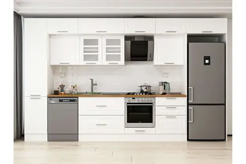 Alvinka 395X240 Cm Klasik Mebran Mutfak Dolabı, Mbb E90B45S60 3 Mebran Beyaz Suntalam
