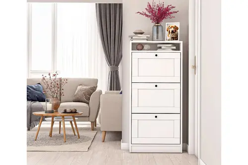 Dekorex Düşer Kapaklı Ayakkabılık, Beyaz, Ayk103