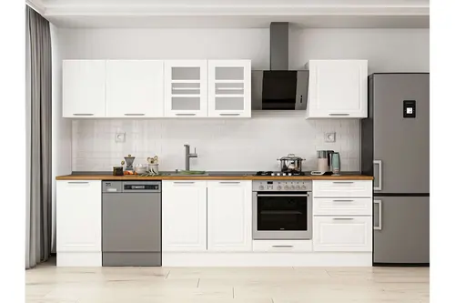 Alvinka 305X210 Cm Klasik Mebran Mutfak Dolabı, M E80S45S60 3 Mebran Beyaz Suntalam