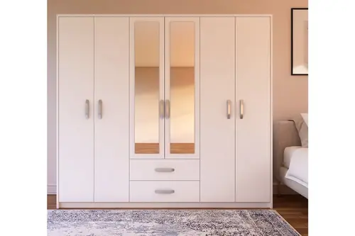 Metalia Lüx Aynalı Gardırop, 6 Kapaklı 2 Çekmeceli
