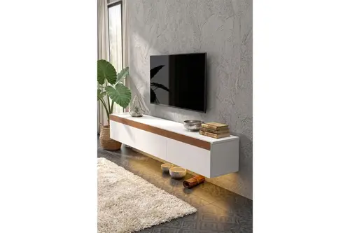 Pureline Tech Led Işıklı Tv Ünitesi, Ceviz, 180 Cm