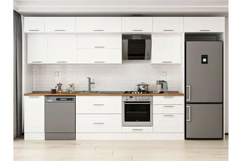 Alvinka 380X240 Cm Klasik Mebran Mutfak Dolabı, Mb E80S40S60 2 Mebran Beyaz Suntalam
