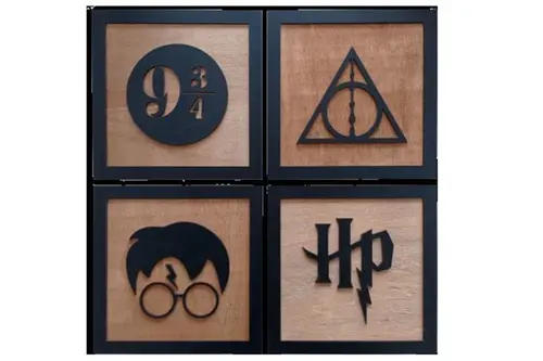 Harry Potter Dekoratif Tablo Dörtlü Set Kahverengi