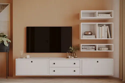 Leron 2 Kapak 2 Çekmeceli Minimal Televizyon Konsolu Çok Bölmeli Modüler Tv Ünitesi Kbr Tvt 1009