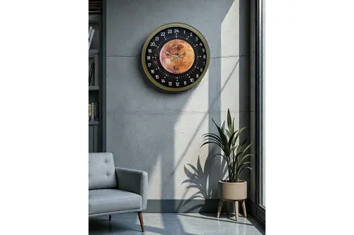 Eskitme Metal 24 Saat Göstergeli Özel Tasarım Duvar Saati 40 Cm